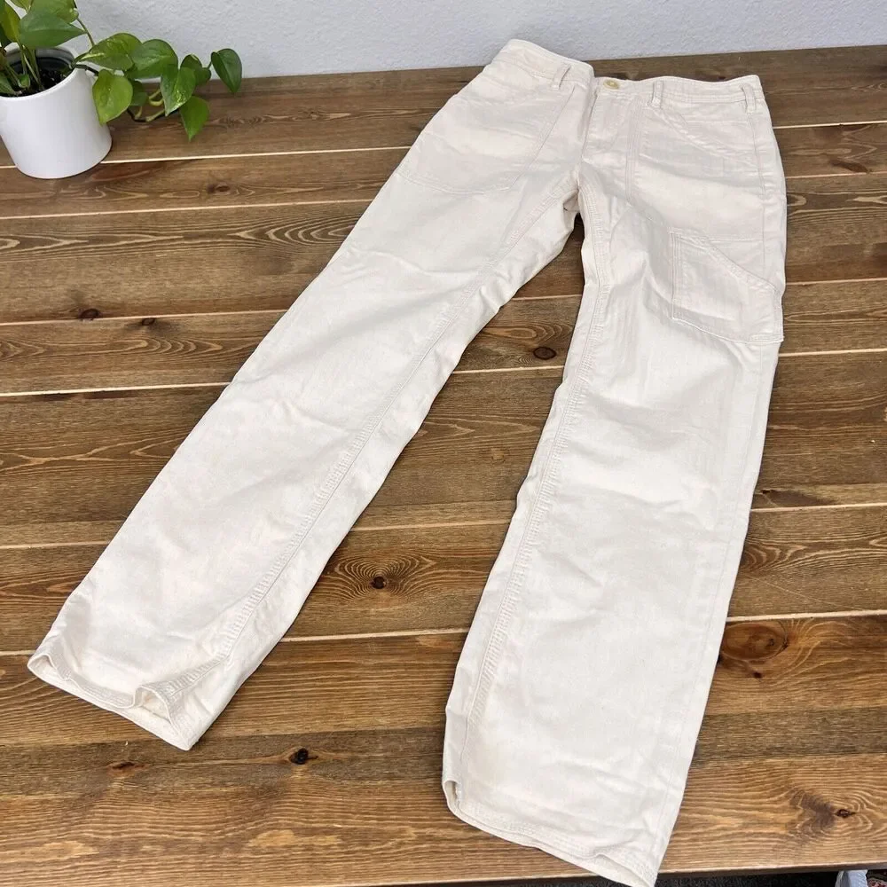 Anthropologie Pants‎ 24 P Womens Beige Twill Straight Leg Carpenter - Picture 9 of 11